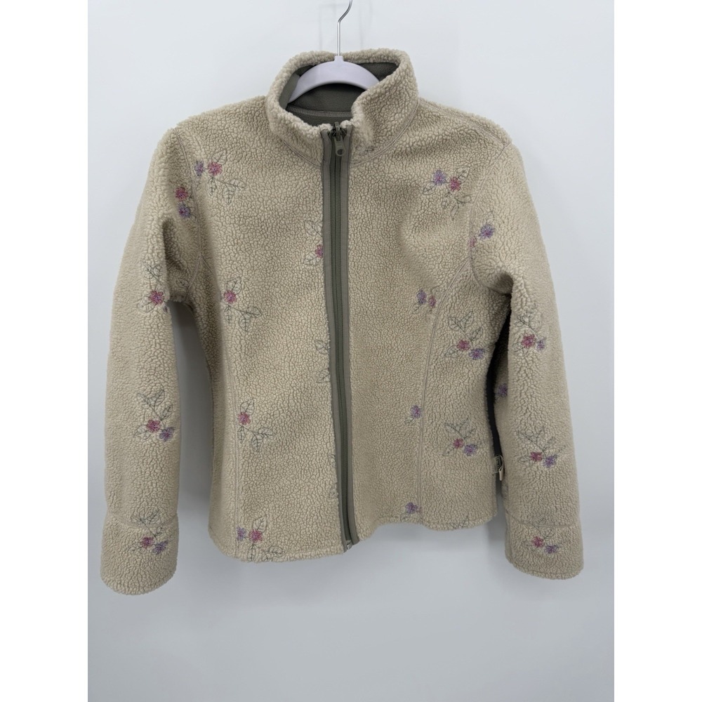L.L. BEAN Sherpa-Lined Fleece Zip Up Jacket Mock Neck Lite Olive Green Small - Picture 4 of 8